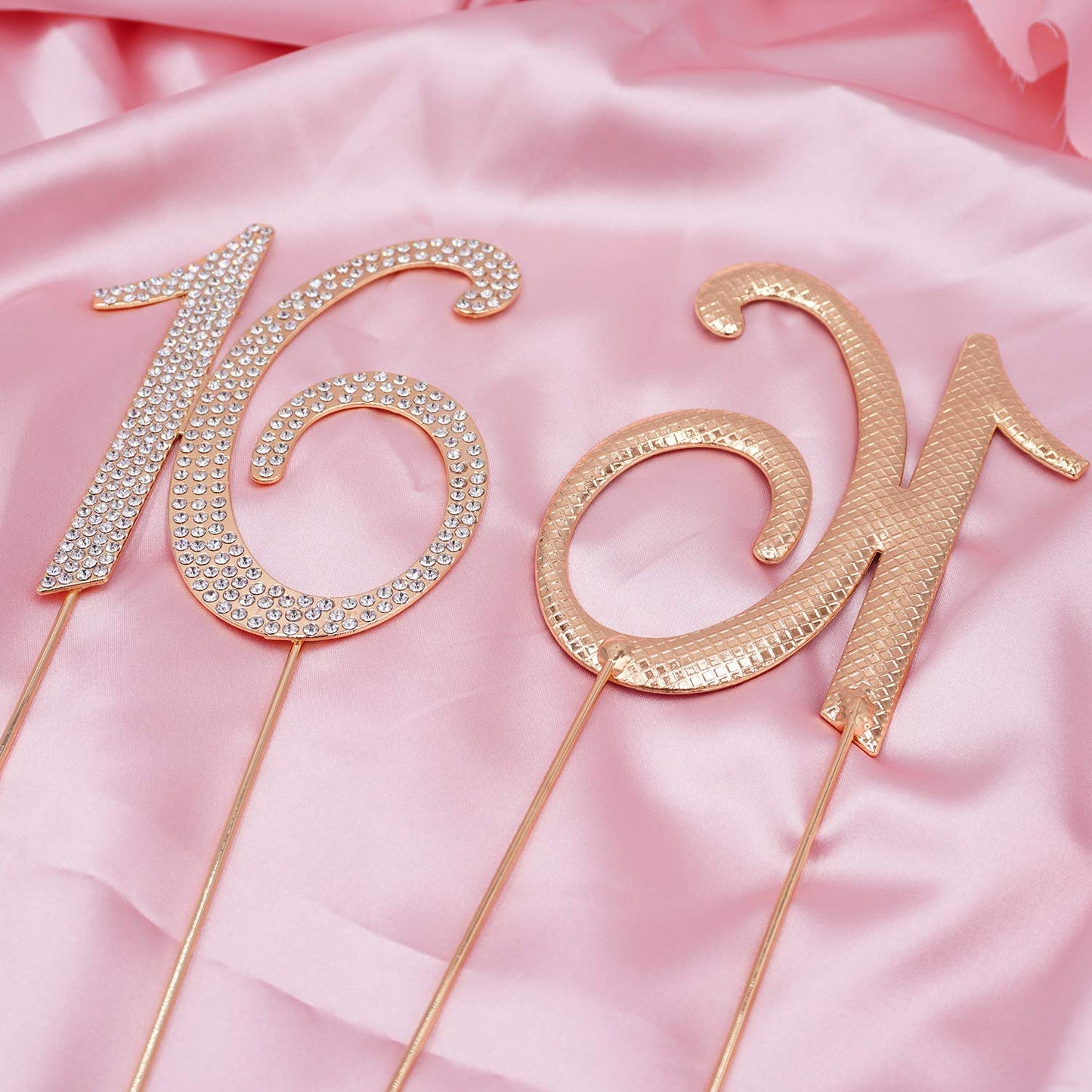 Honbay Cake Topper Premium Sparkly Crystal Rhinestones for Sweet 16th Birthday Party, 16 Gold, 1 Count