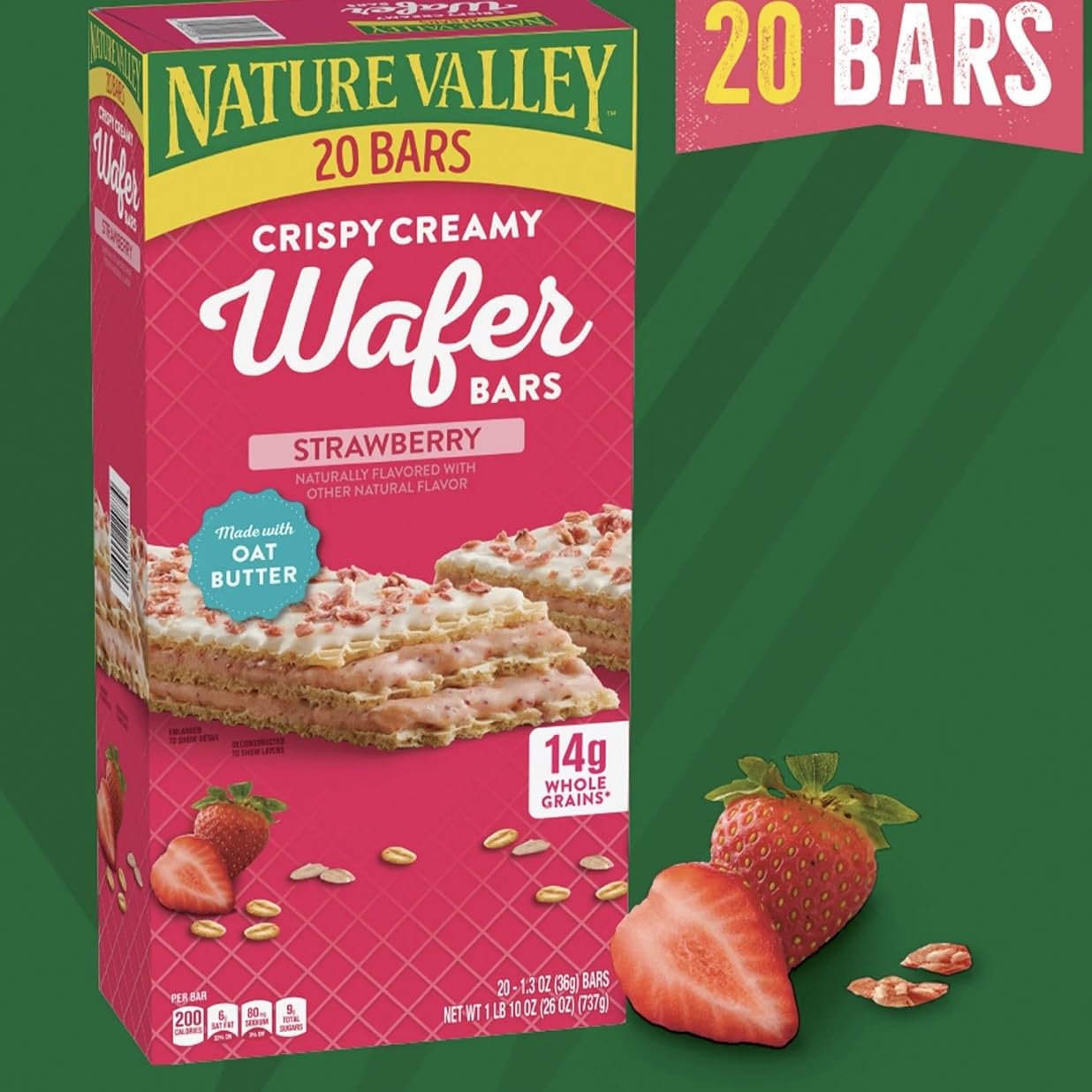 Natures Valley Crispy Creamy Strawberry Wafer Bars, 20 Count