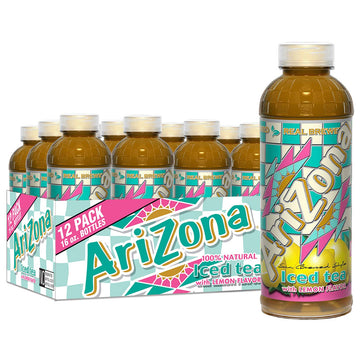 AriZona Lemon Tea, 16 Fl Oz (Pack of 12) - Refreshing Iced Beverage, Perfect for On-the-Go Enjoyment