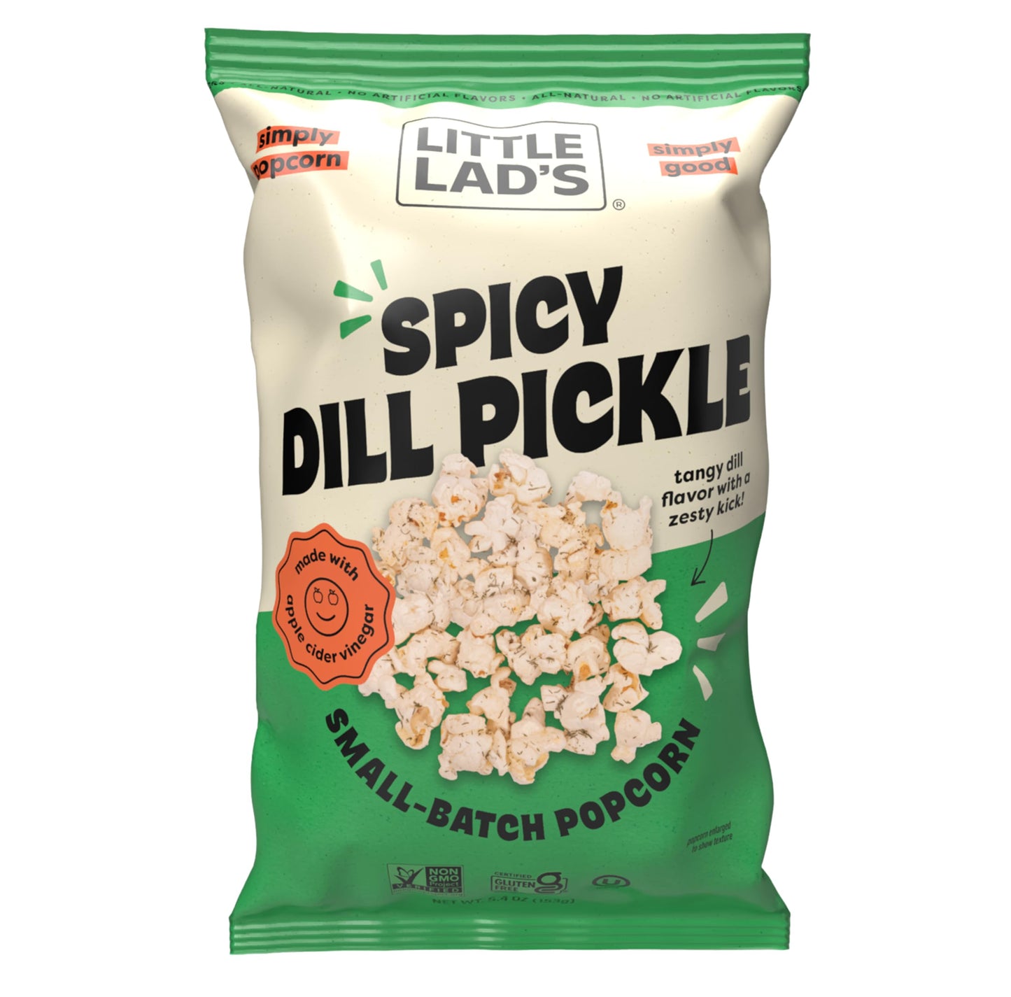 Little Lads Healthy Popcorn - Vegan, Gluten-Free, Non-GMO Popcorn with Spicy Dill Pickle Flavor -5.4 Oz (Pack of 3) (5.4 Ounce (
