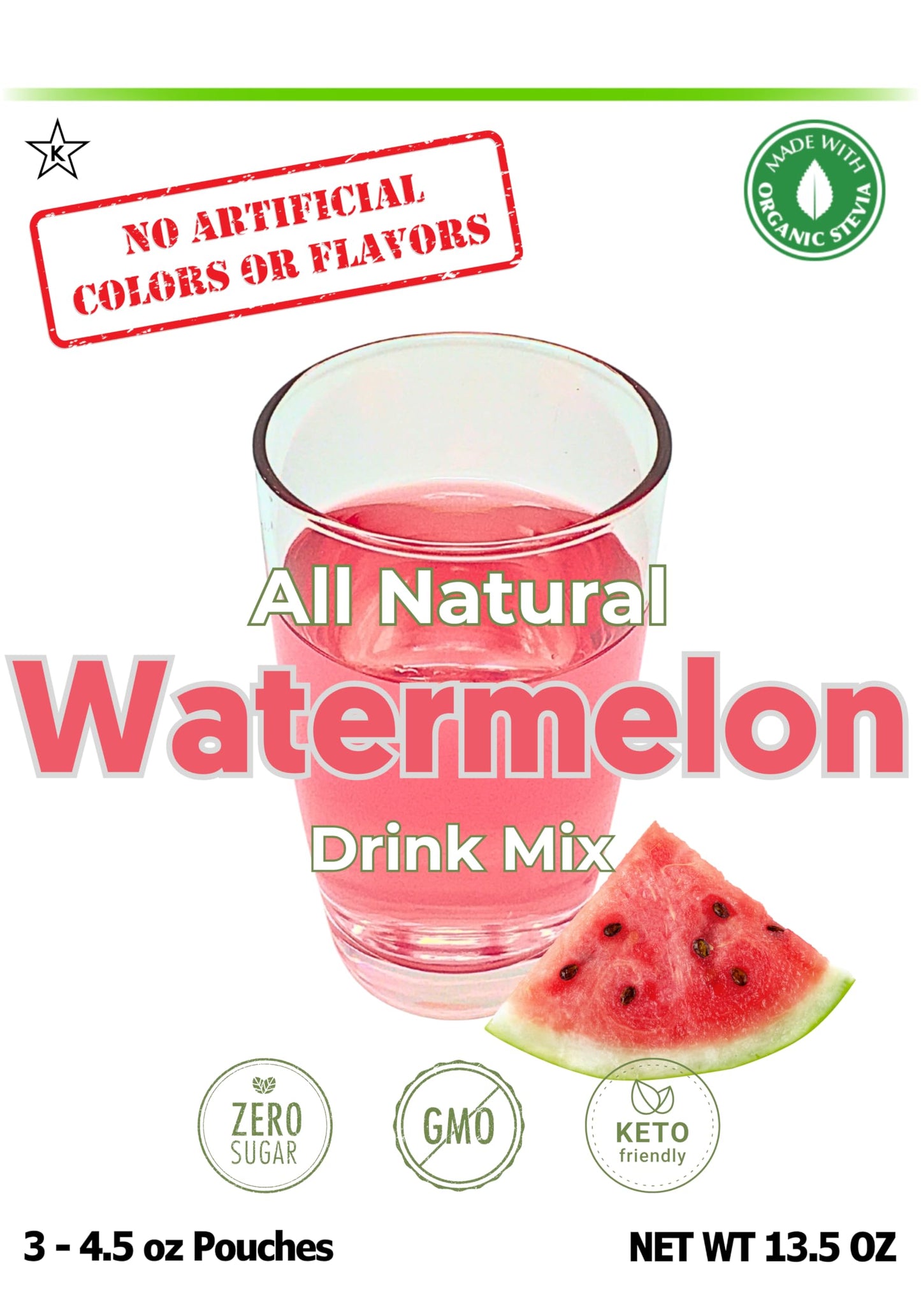 GramZero Watermelon Zero Calorie Sugar Free Drink Mix, Stevia Sweetened, 3 Ounce (Pack of 1)