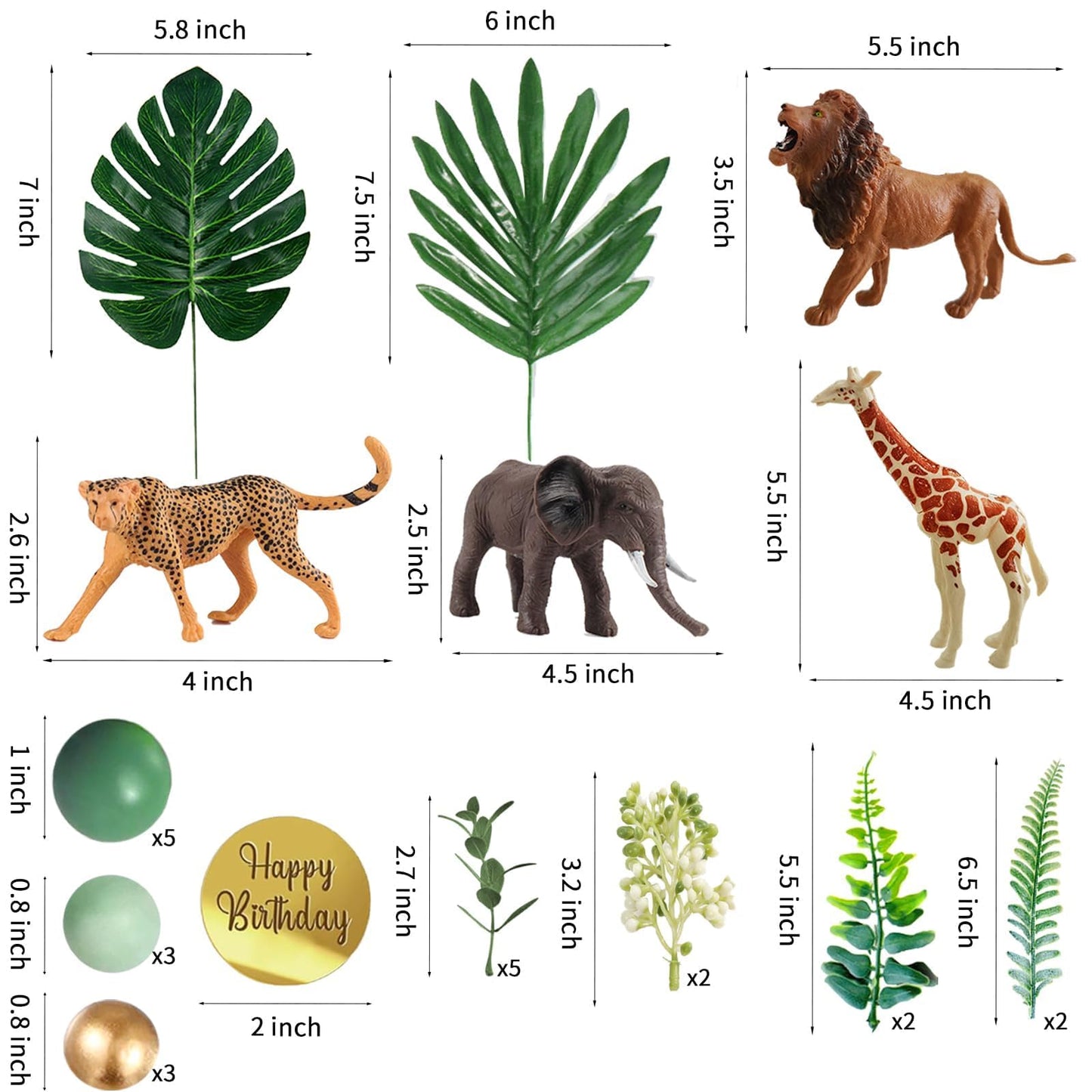 29 Pcs Safari Jungle Animal Cake Toppers With Plam Leaves Balls Cake Decorations For Wild Theme Birthday Oh Baby Safari Jungle P