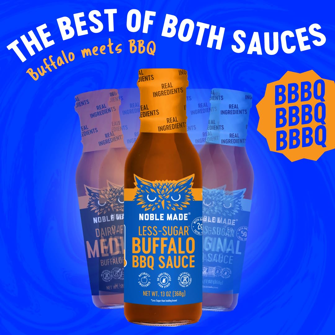Noble Made Buffalo Bbq Sauce, Keto, Gluten Free, Vegan Dipping & Wing Sauce, Low Carb, Dairy Free, Low Calorie, Paleo, Low Sugar