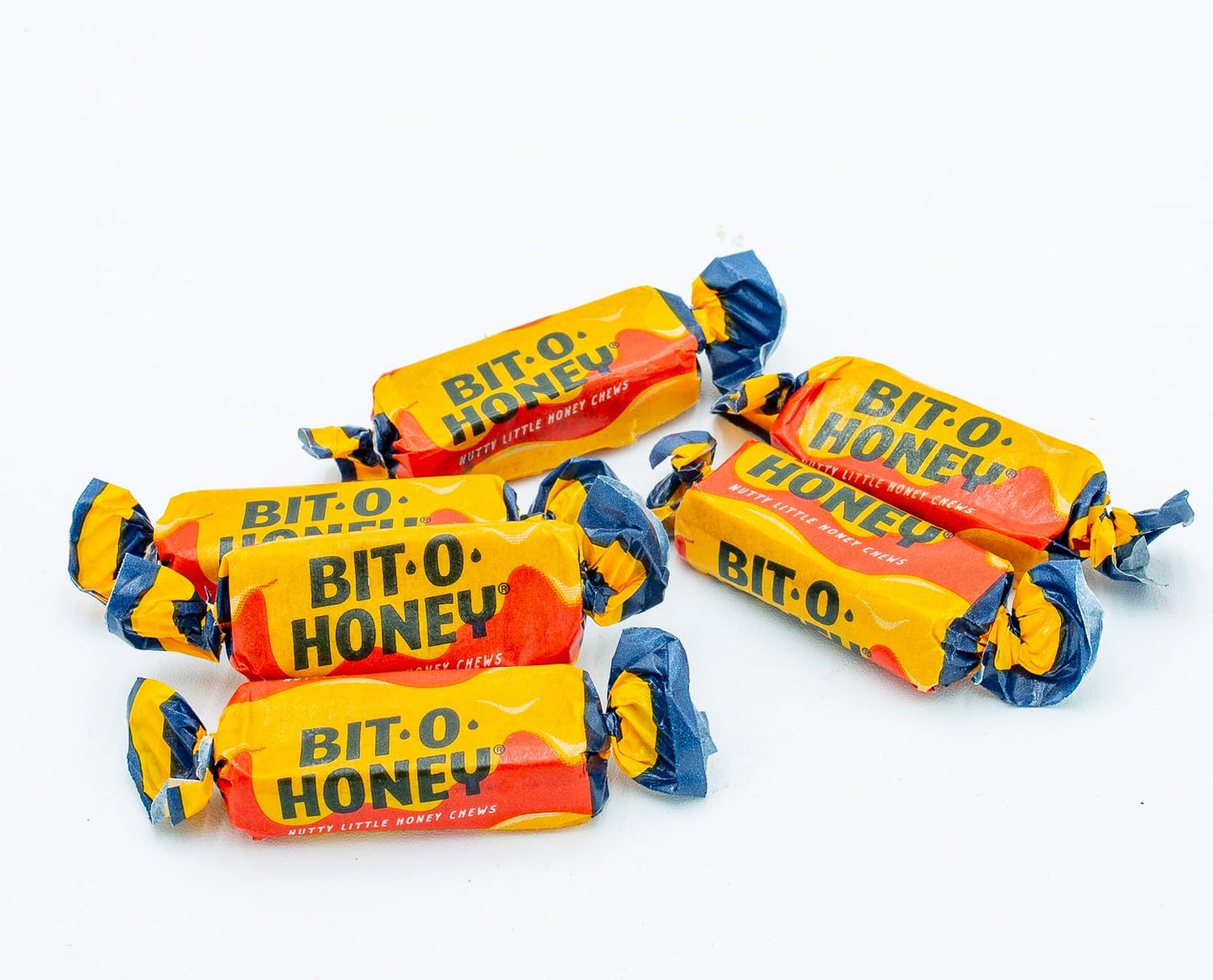 Bit Honey Chewy Candy Classic Honey And Almond Taffy Individually Wrapped Bulk Candy Jar Retro Nostalgic Treat Great For Office, Parties & Gifts (1 Lb)