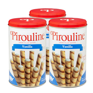 Pirouline Rolled Wafers - Vanilla Rolled Wafer Sticks - Original Signature Swirl Wafer Rolls - 14 oz 3 Pack