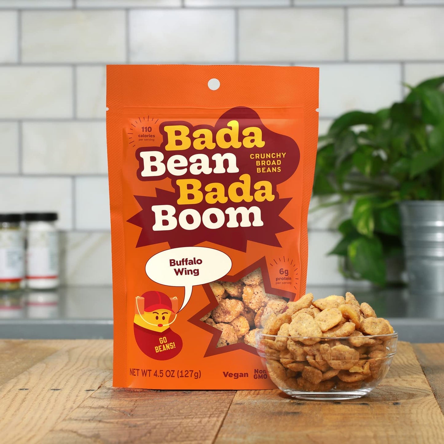 Bada Bean Bada Boom, Crunchy Roasted Broad Bean Snacks (Fava), High Protein, Vegan, Gluten-free - 110 Calorie Packs, Buffalo Win