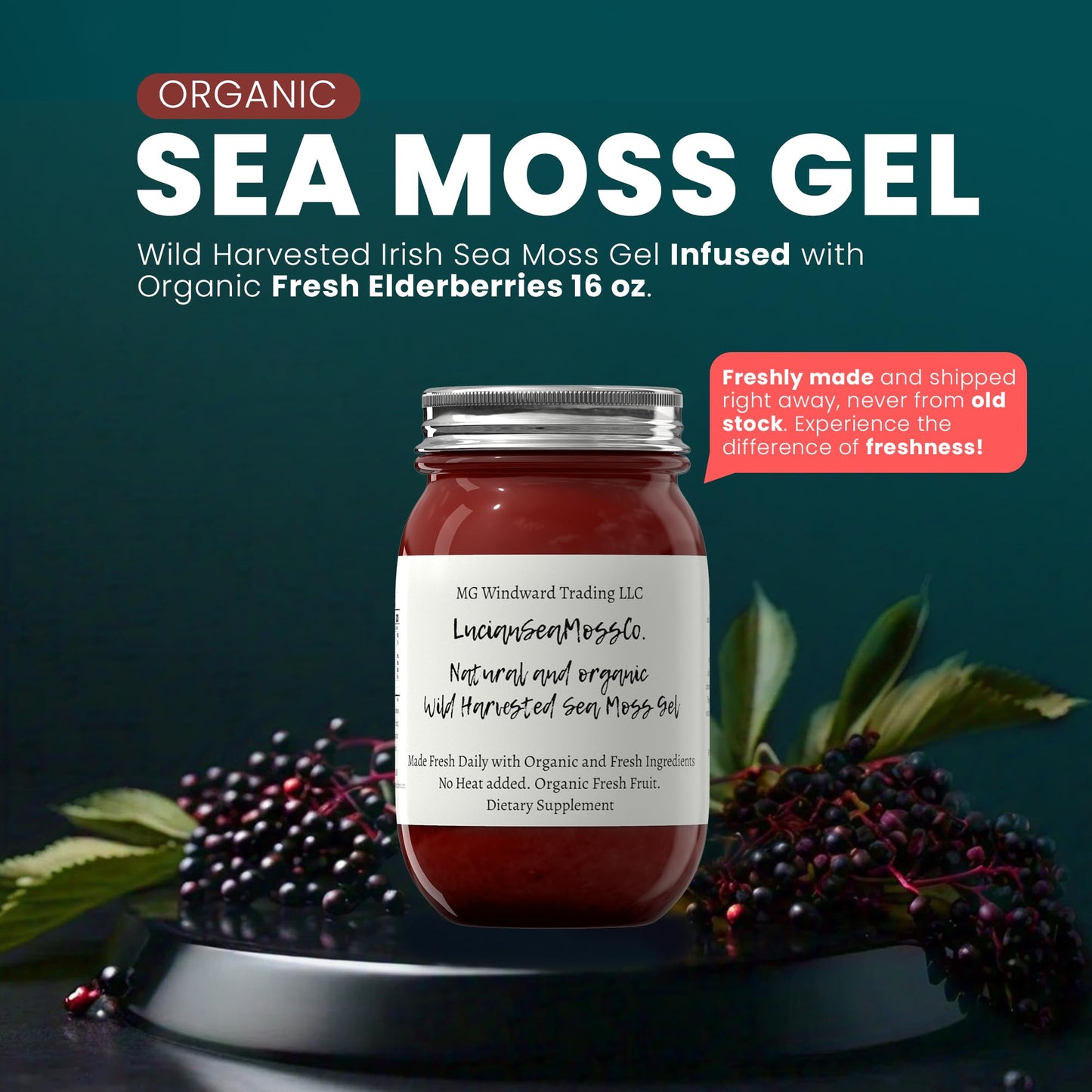 MG Windward Trading LLC Full Spectspirit-inspired flavor Sea Moss Gel - Organic, 16 oz, Wild Harvested, Immune and Digestive Support
