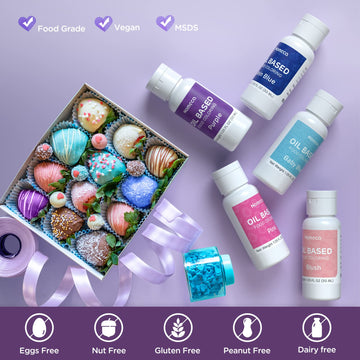 Oil Based Food Coloring For Chocolate - Nomeca 30 Milliliters Upgraded Purple Oil Food Color For Baking Cake Decorating, Edible Food Dye For Candy Melts Cookies Easter Egg Icing Fondant Meringues