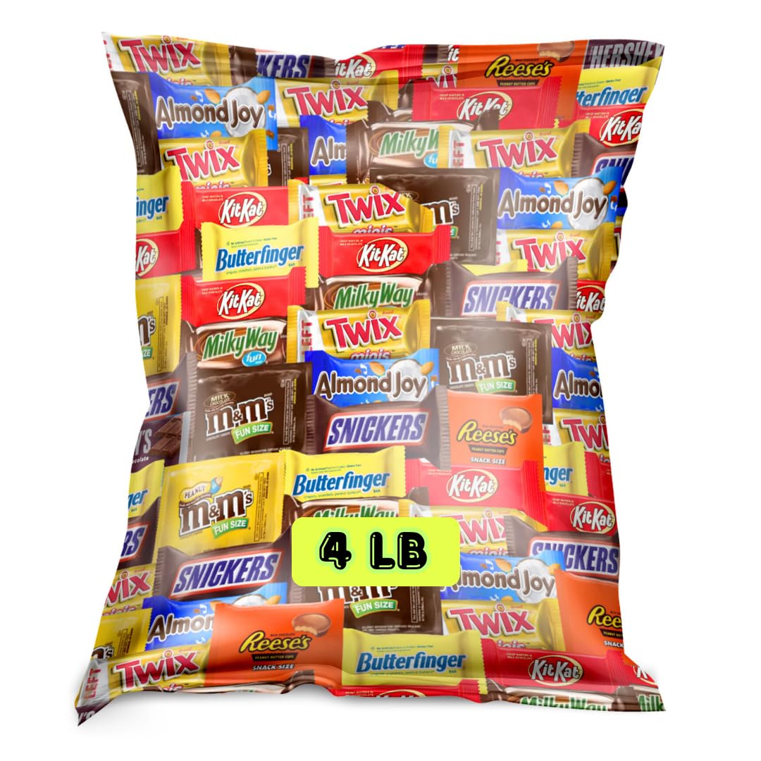 Halloween Assorted Fun-Size Chocolate Candy Mix - Bulk Bag - Variety Pack for Parties  Pinatas  Office Snacks  Holidays & Events (4 LB)