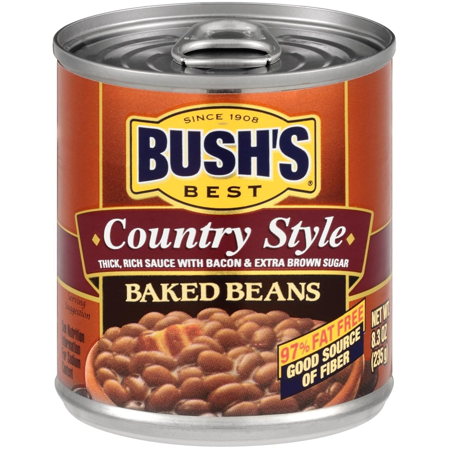 Bushs Best Baked Beans, Country Style, 8.3 Oz, Pack of 18