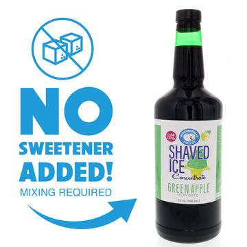 Hypothermias Shaved Ice Syrup Concentrate - Green Apple - Quart (32 Fl Oz) - Makes 8 Gallons - Unsweetened, Must Add Sweetener and Water