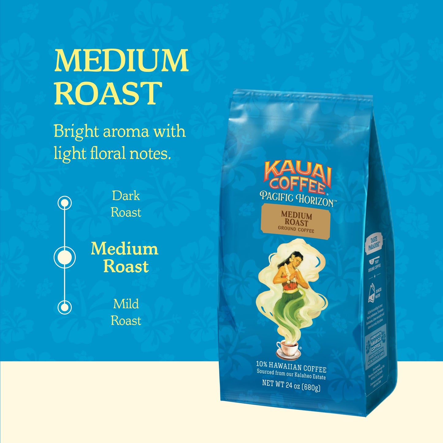 KAUAI COFFEE Medium Roast Gourmet Arabica Coffee, 24 Ounce, Koloa Estate, Bold Rich Blend