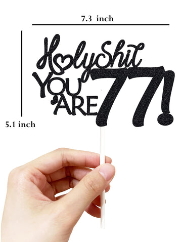 Happy 77Th Birthday Cake Topper 77 Birthday Cake Toppers-Black Glitter, Funny 77Th Cake Topper For Men For Women, 77Th Birthday