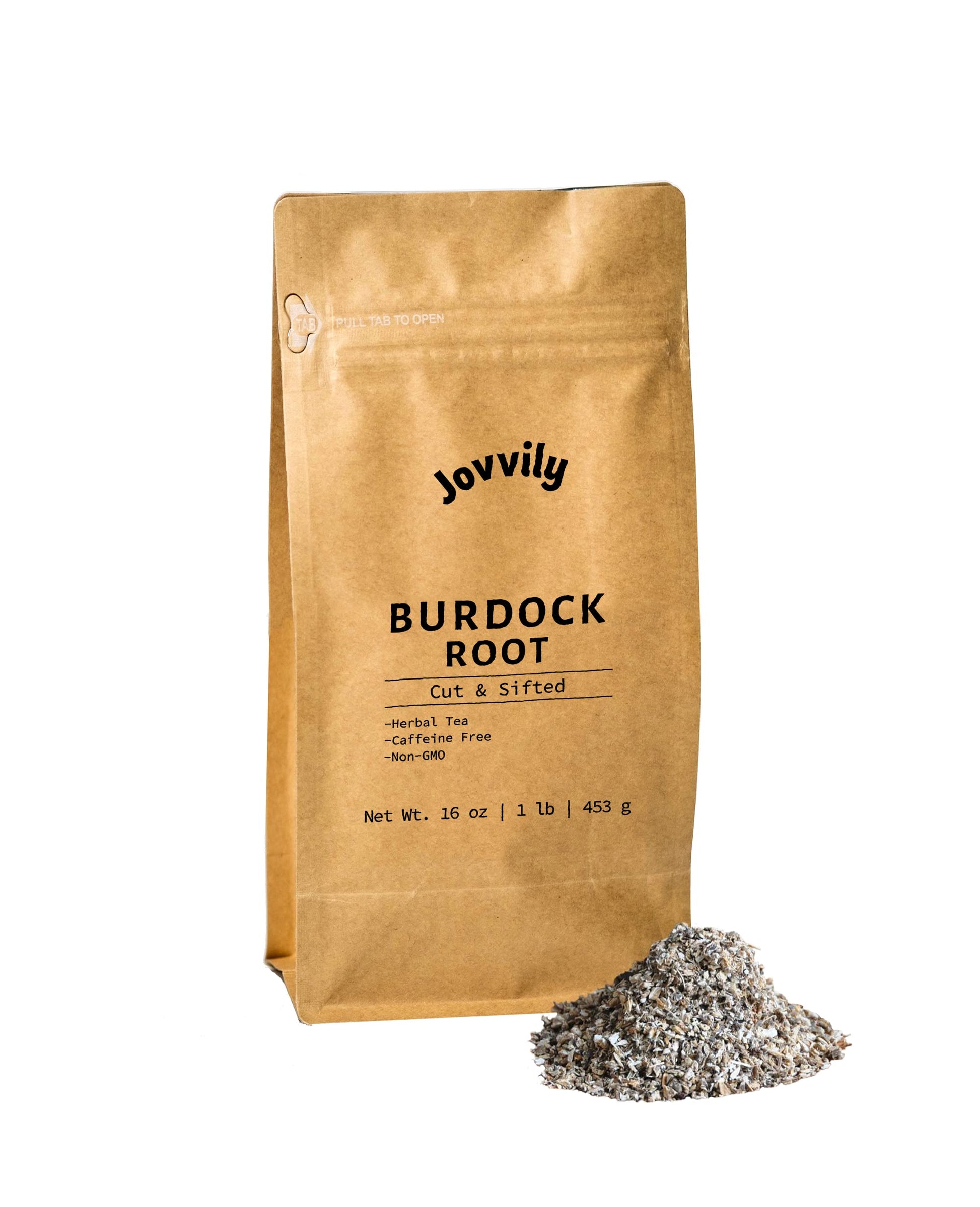 Jovvily Burdock Root Herbal Tea - Caffeine Free, Cut & Sifted - 1 Pound