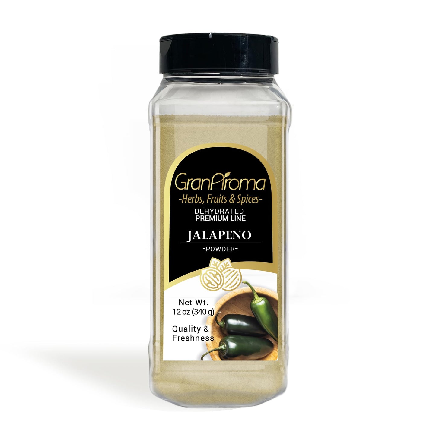 GranAroma Jalapeno Powder, Mexican Cuisine, Hot & Spicy, Salsas & Dips (12 Ounce)