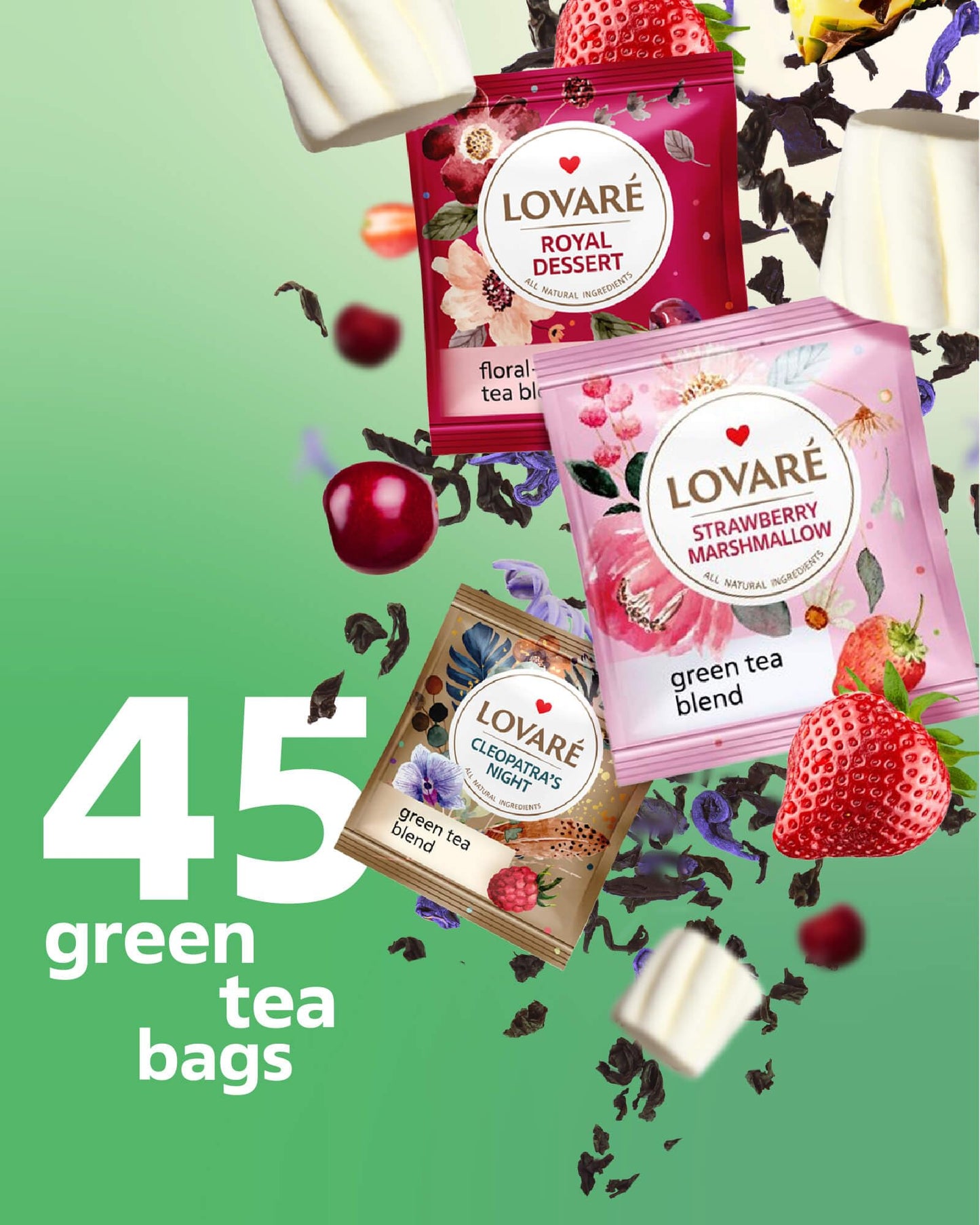 Lovare Black And Green Tea Bags Variety Pack - Made In Ukraine Tea Sampler - Individually Wrapped 90 Assorted Tea Bags - Gift Box For Tea Lovers (Fest Tea Set)