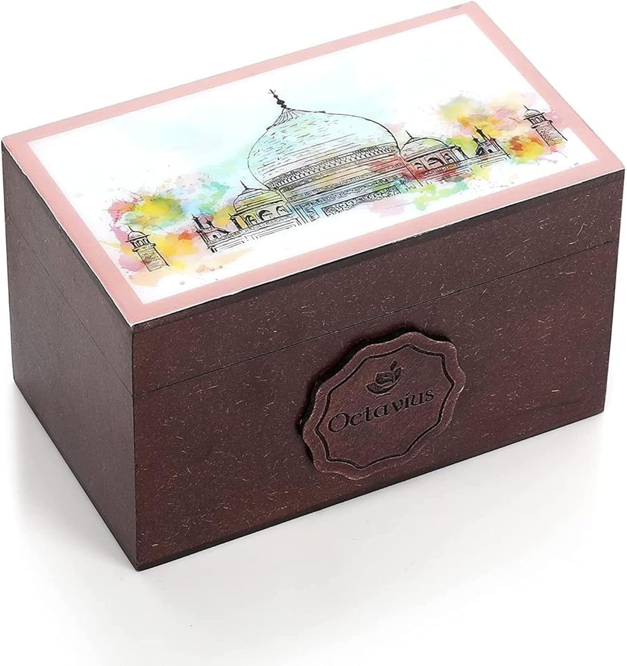 Octavius Assorted Tea Gift Set | 6 Flavored Black & Green Teas | 30 Enhanced Teabags In Each Box | Wooden Tea Sampler With Taj Mahal Design | Luxury Tea Gift Box | Pack Of 2
