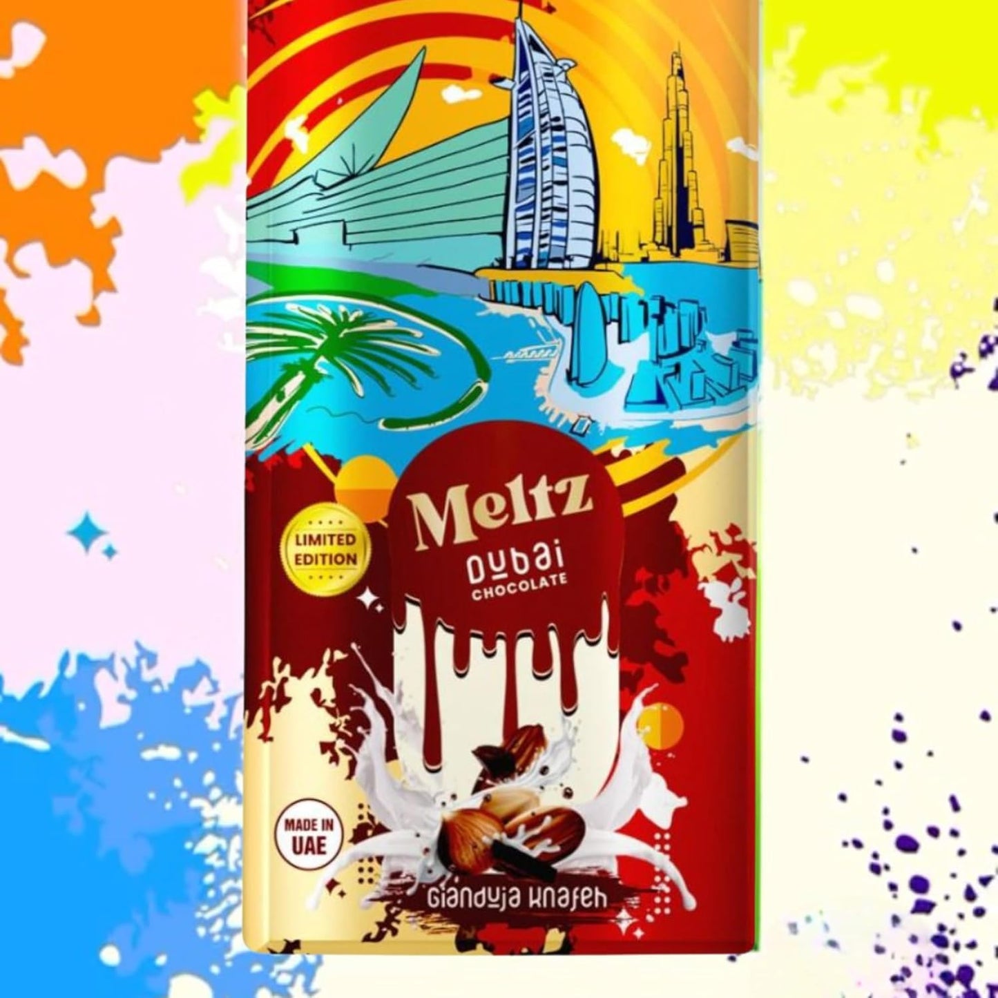 Meltz Chocolate Bar Gianduja 192g - elegant Milk Chocolate with Hazelnut Cream - Individually Wrapped Treat Box