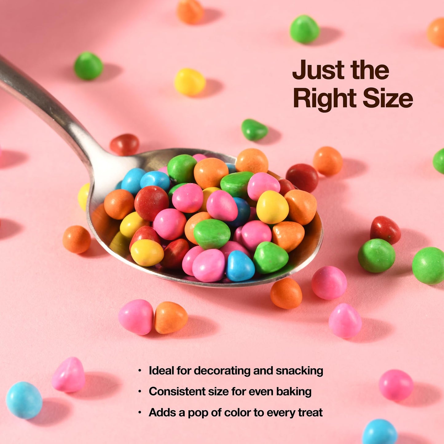Rainbow Candy Coated Chips - 10oz (283g) Resealable Bottle - Colorful Candy-Shell Chocolate Chips for Baking, Decorating, Cookie