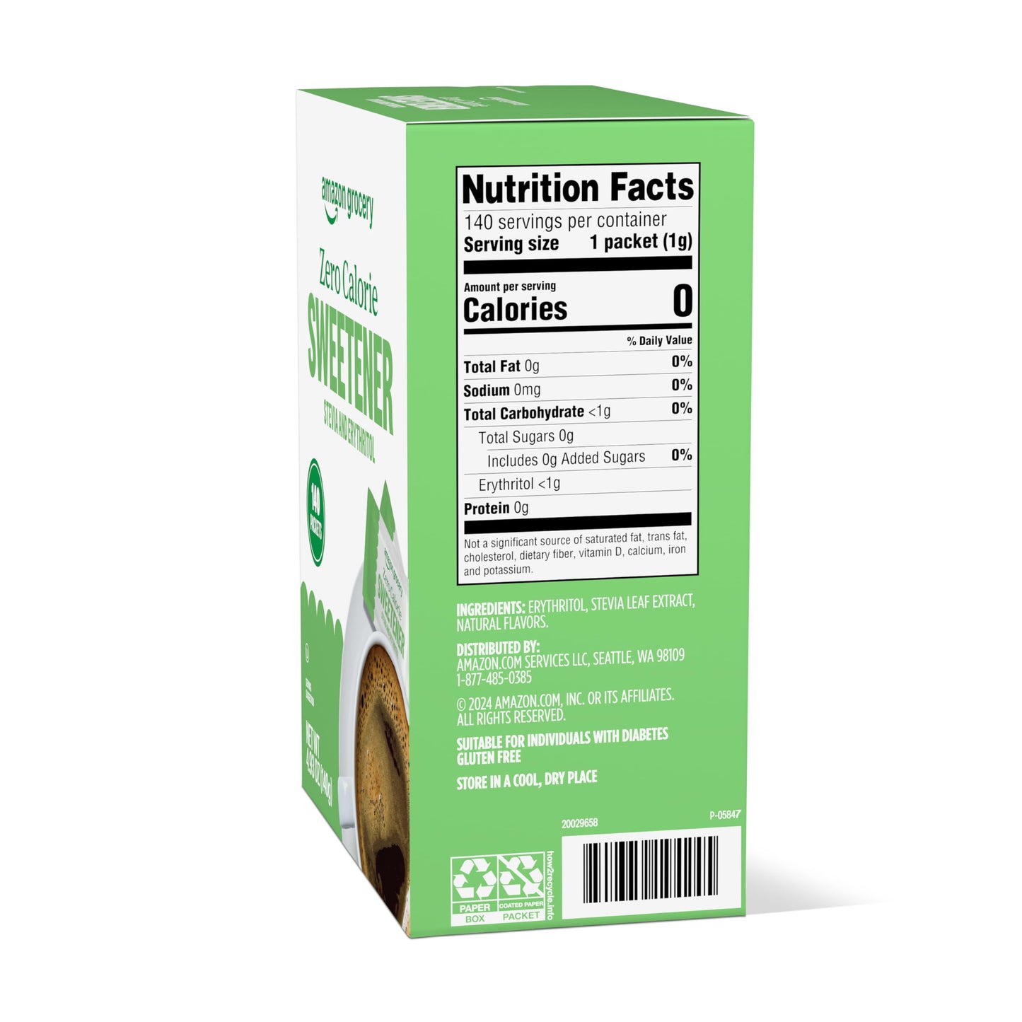 Happy Belly Zero Calorie Stevia Sweetener, 140 Count, Sugar Alternative, Pack of 1