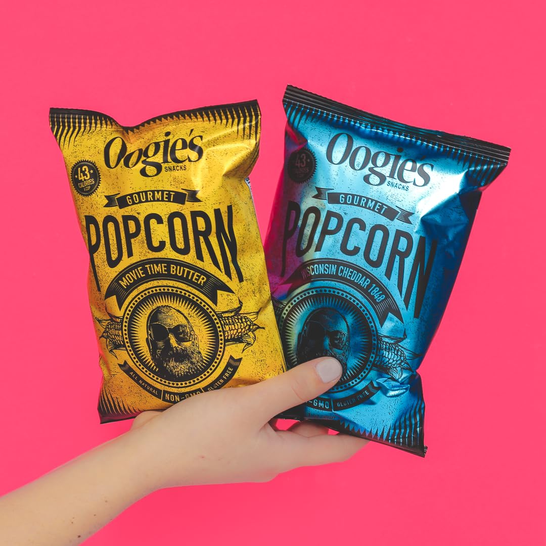 Oogie'S Gourmet Popcorn | 20 Pack | Wisconsin Cheddar 1848 Flavor | Gluten Free Popcorn Snacks | 1Oz Individual Bags