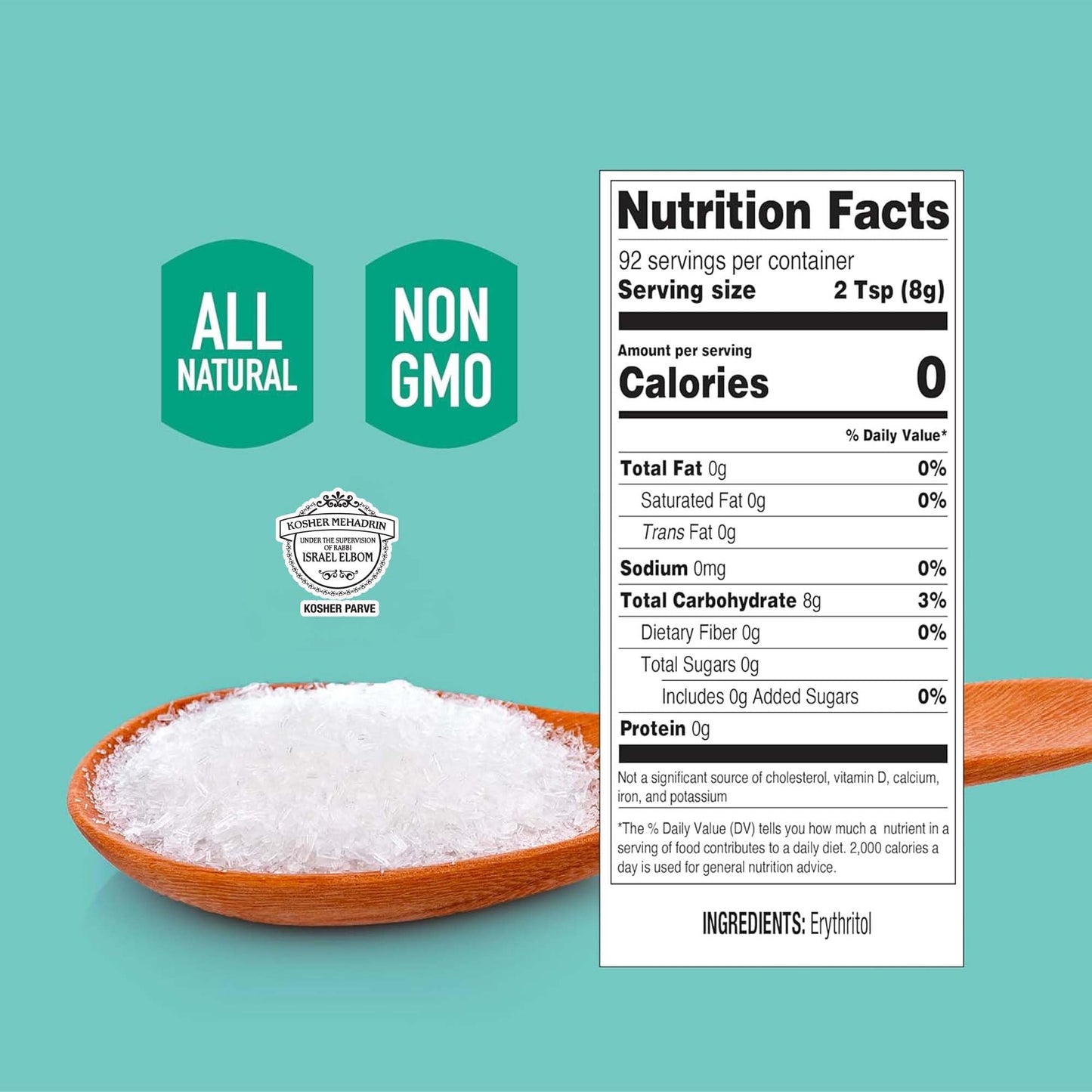 Roots Circle Erythritol Sweetener - Zero Calorie, Keto Friendly, Non-GMO, Gluten-Free - 26 Ounce (Pack of 2)