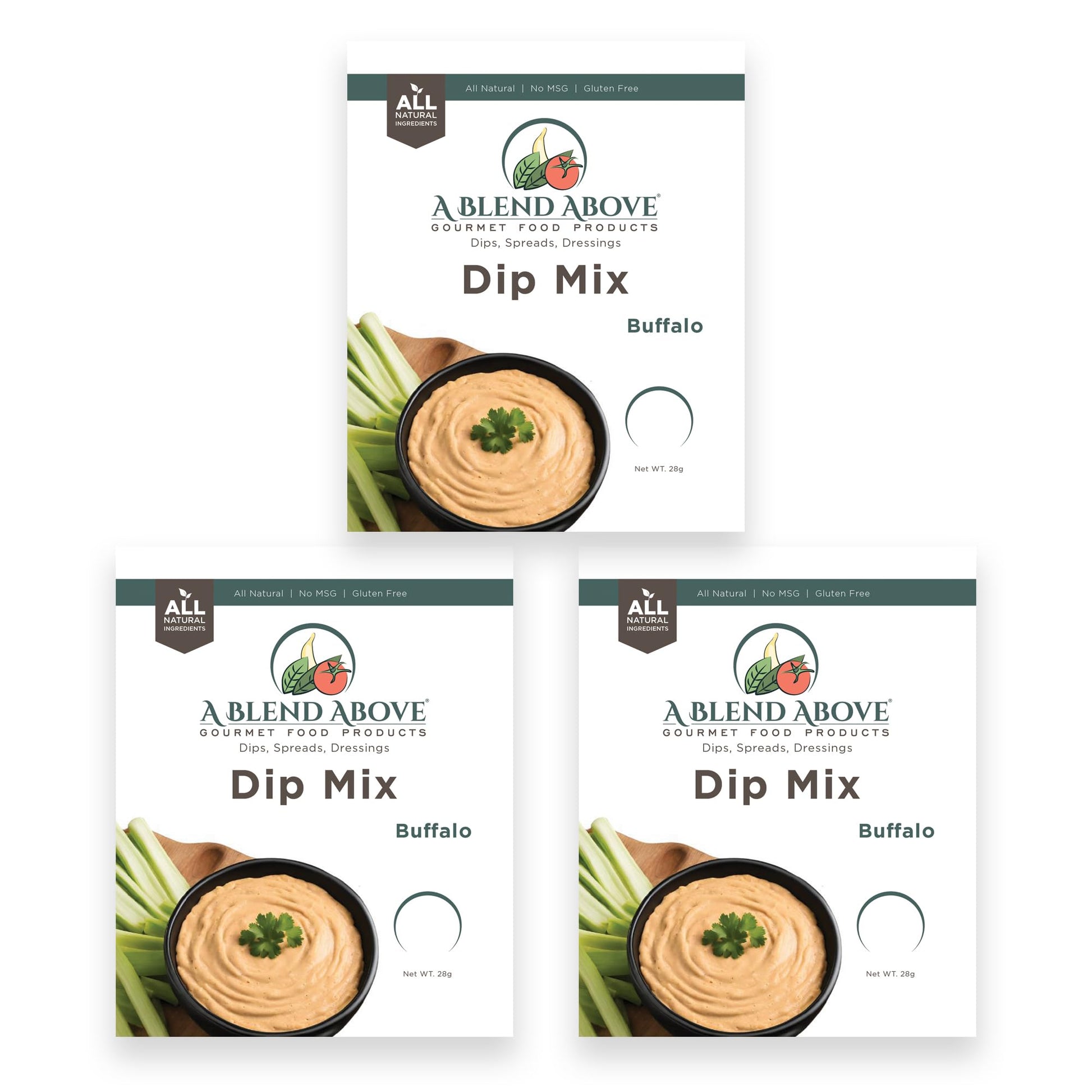 A Blend Above Buffalo Dip Mix - Gluten-Free, Vegan Friendly, Easy to Make - 3 Packs, 1 oz Each