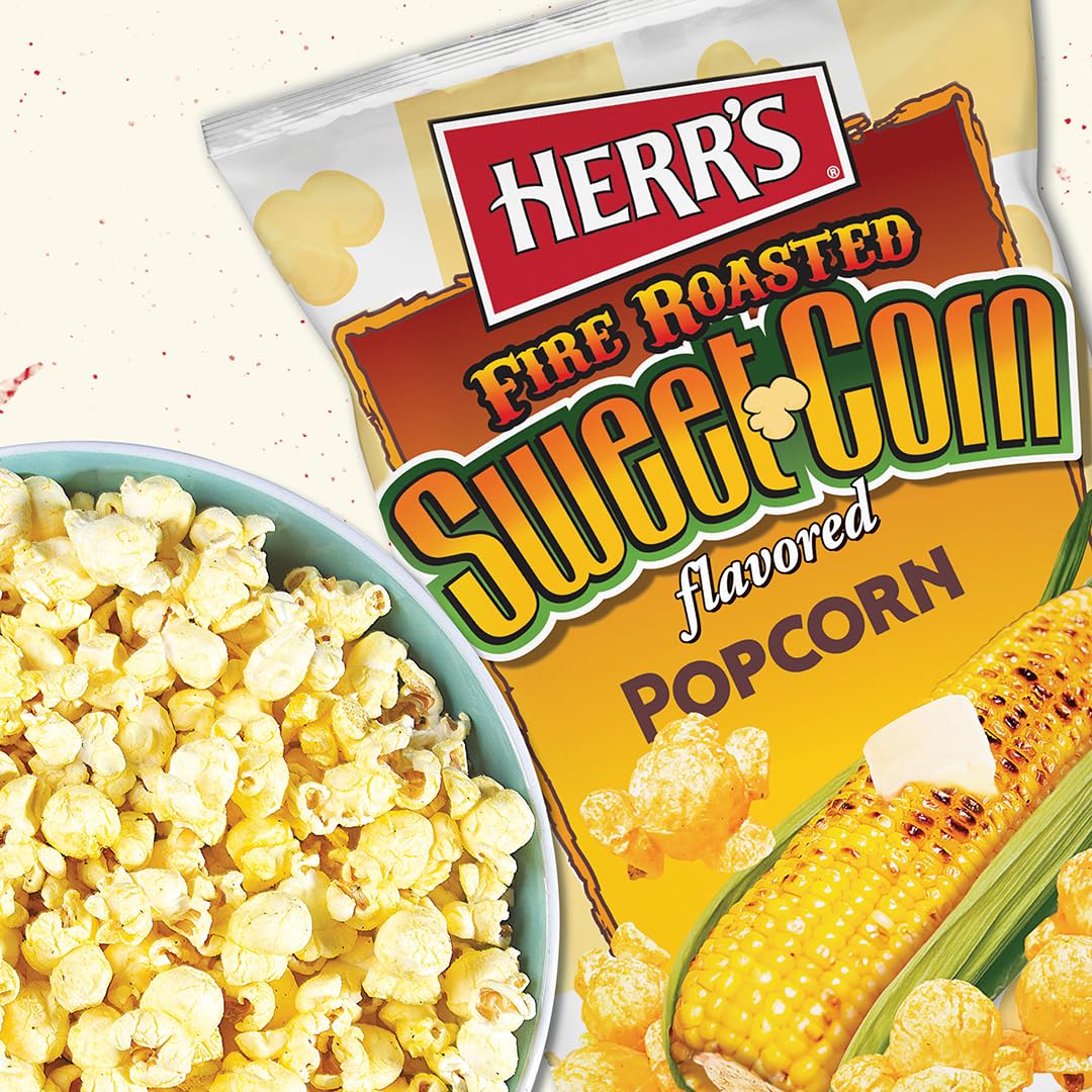 HERRS Popcorn Fire Roasted Sweet Corn Flavor, 4 Ounce (Pack of 5 Bags) - Perfect for Sharing