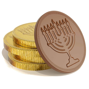 The Dreidel Company Hanukkah Chocolate Gelt, Nut-Free, Belgian Milk Chocolate Coins, Foil Wrapped Gold Coins Kosher Dairy Chanuk