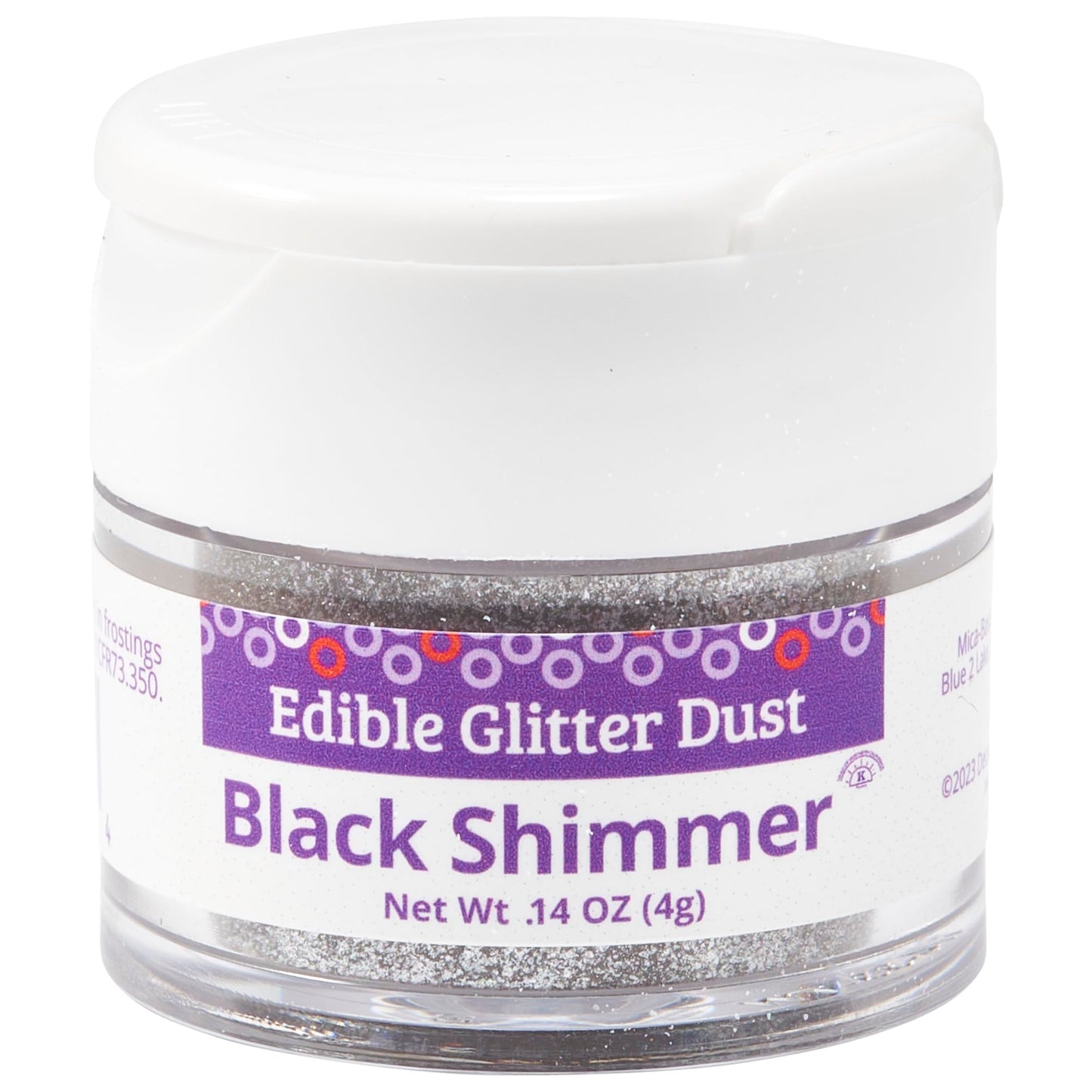 DecoPac Edible Glitter Dust | Black Shimmer | Edible Sparkle Powder For Cake Decorating, Cakes, Cupcakes, Cookies, and Donuts - 