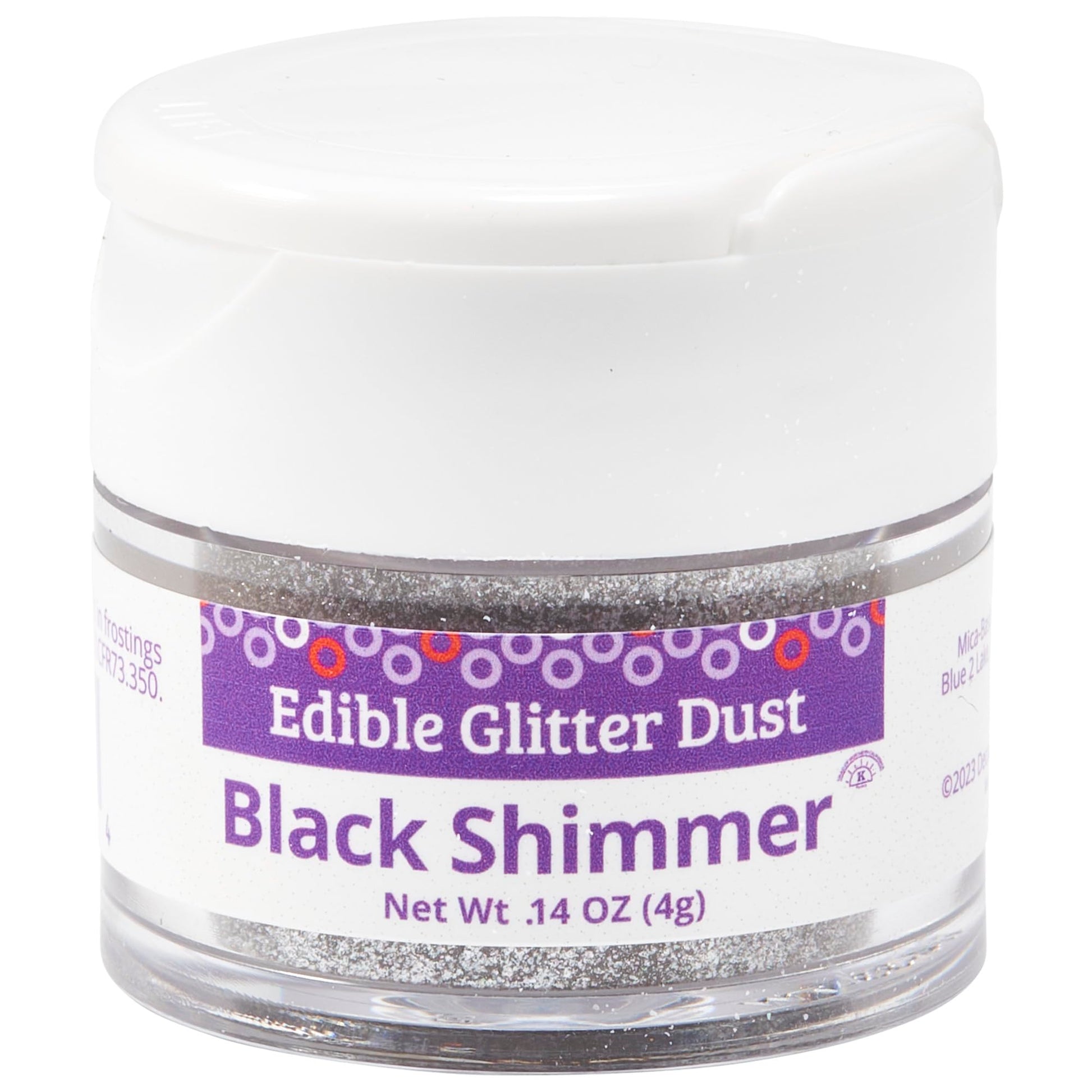 DecoPac Edible Glitter Dust | Black Shimmer | Edible Sparkle Powder For Cake Decorating, Cakes, Cupcakes, Cookies, and Donuts - 