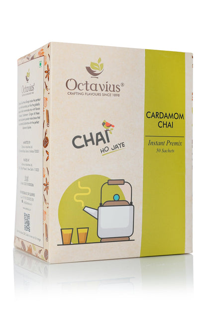 Octavius | Cardamom Premix Tea - 50 Pouches | Elaichi Chai | Readymade Tea Mix | Ready Tea | Premix Tea Powder | Instant Tea | T