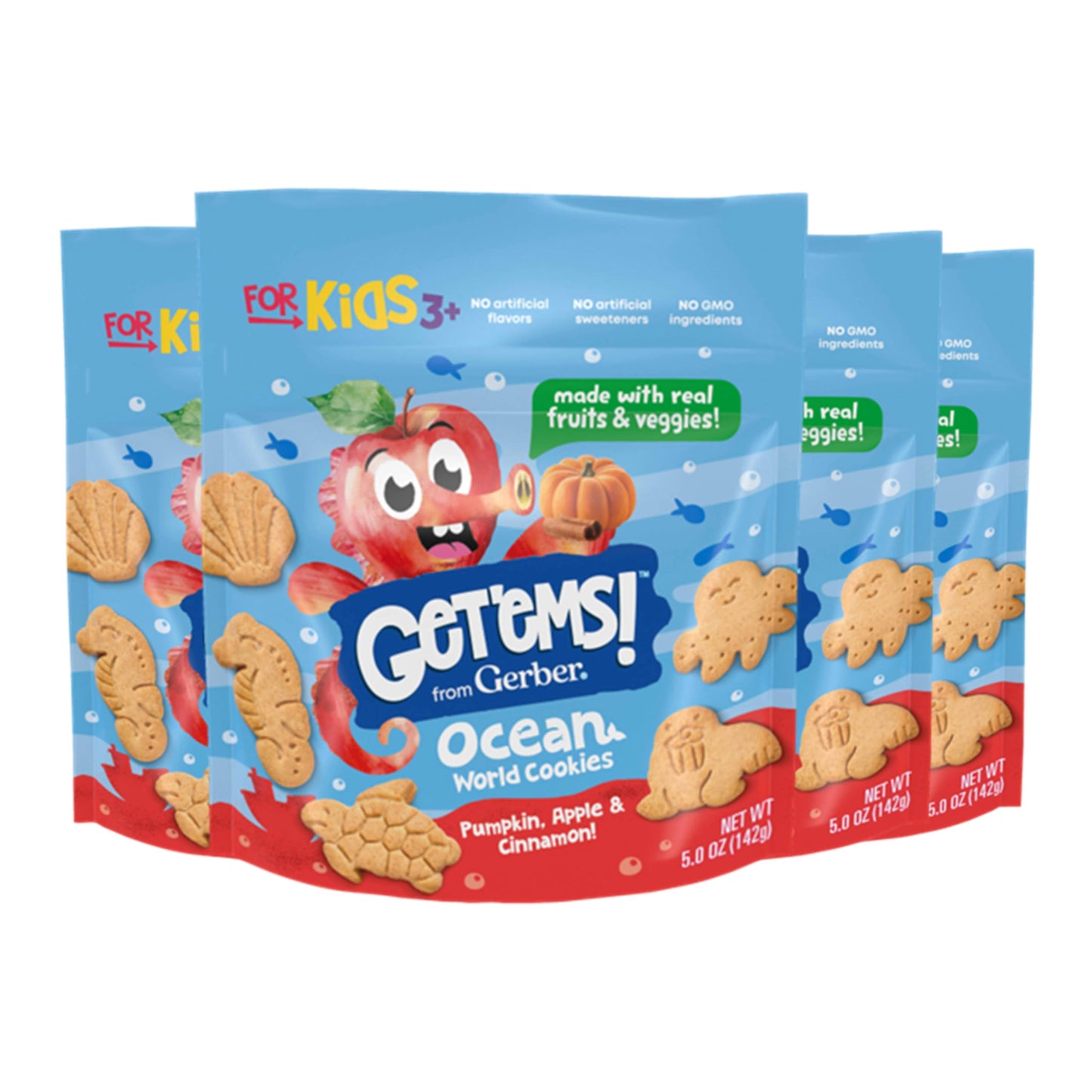 Get ems! from Gerber Pumpkin, Apple & Cinnamon Ocean World Cookies, Kids Snack Made with Real Veggies & Fruits, Iron & Vitamin 