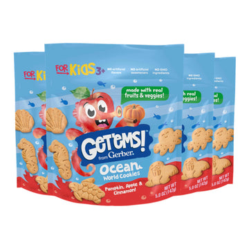 Get ems! from Gerber Pumpkin, Apple & Cinnamon Ocean World Cookies, Kids Snack Made with Real Veggies & Fruits, Iron & Vitamin 