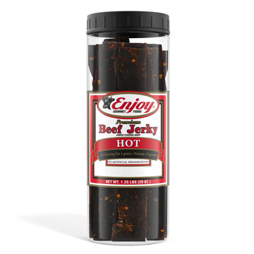 Enjoy Beef Jerky Hot | 20 Oz (Pack Of 1) | 32 Count | Traditional Style | Usa Made | High Protein | Low Fat | Zero Trans Fat | N