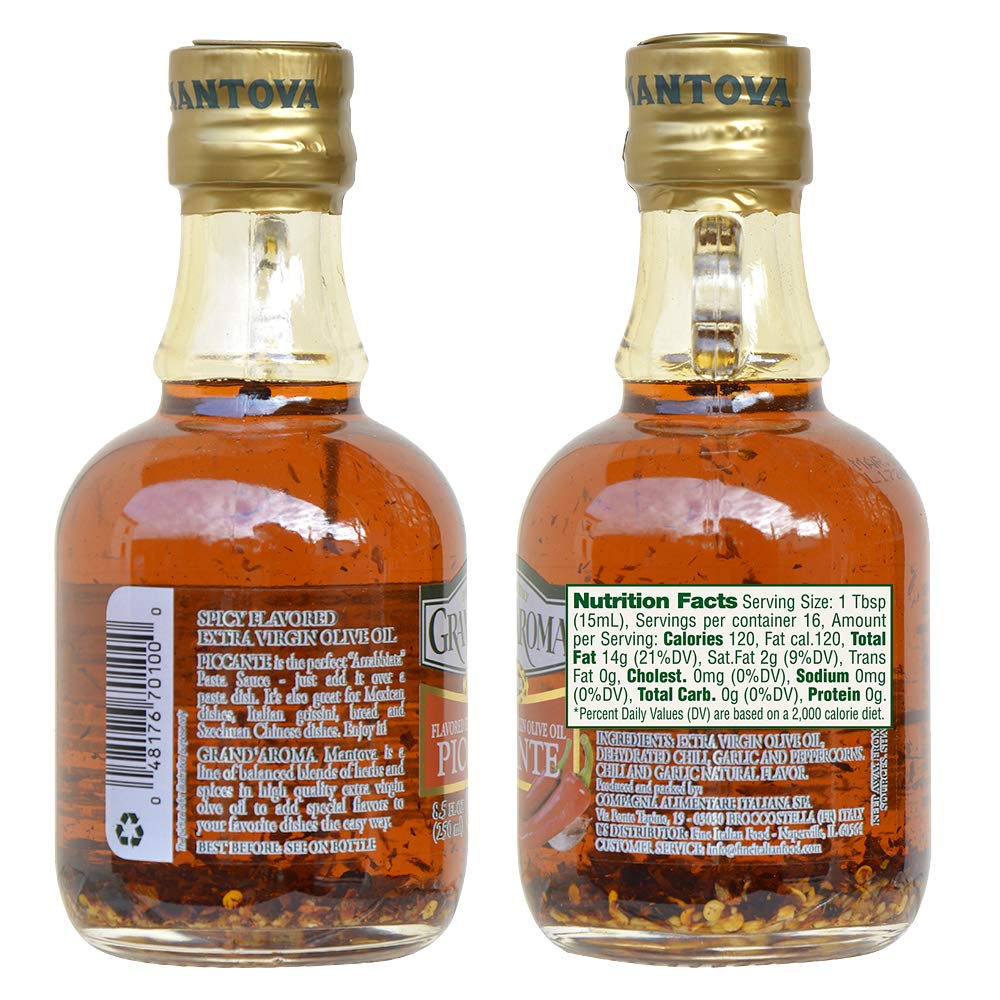 8.5 Oz Grand'aroma Piccante Flavored Extra Virgin Olive Oil by Compagnia Alimentra Italiana