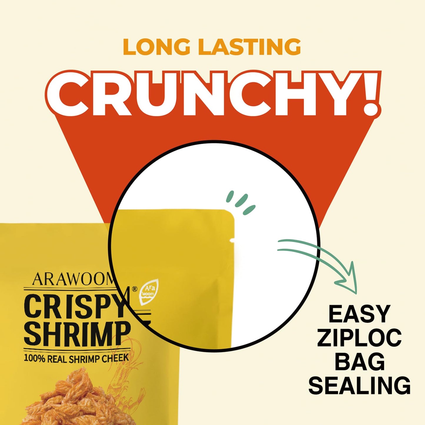 Arawoom - Real Crispy Shrimp Cheek Snack - 100% Real Black Tiger Shrimp - 16 Ounce (Pack Of 1) - Original Flavor - Crunchy Treat