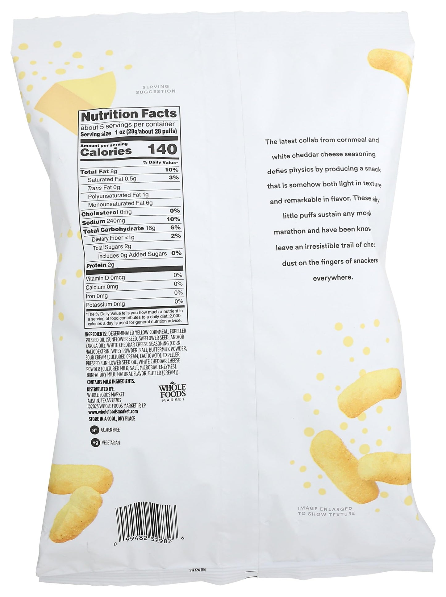 365 by Whole Foods Market White Cheddar Cheese Puffs, 5.5 OZ