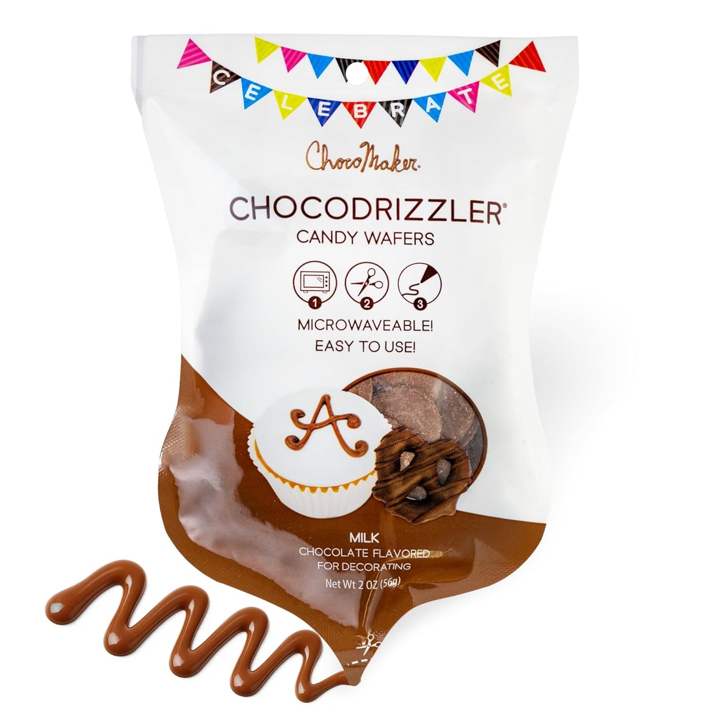 Chocolate Drizzler Candy Wafers Microwaveable Pouch 2 Oz pouch (Case of 12)