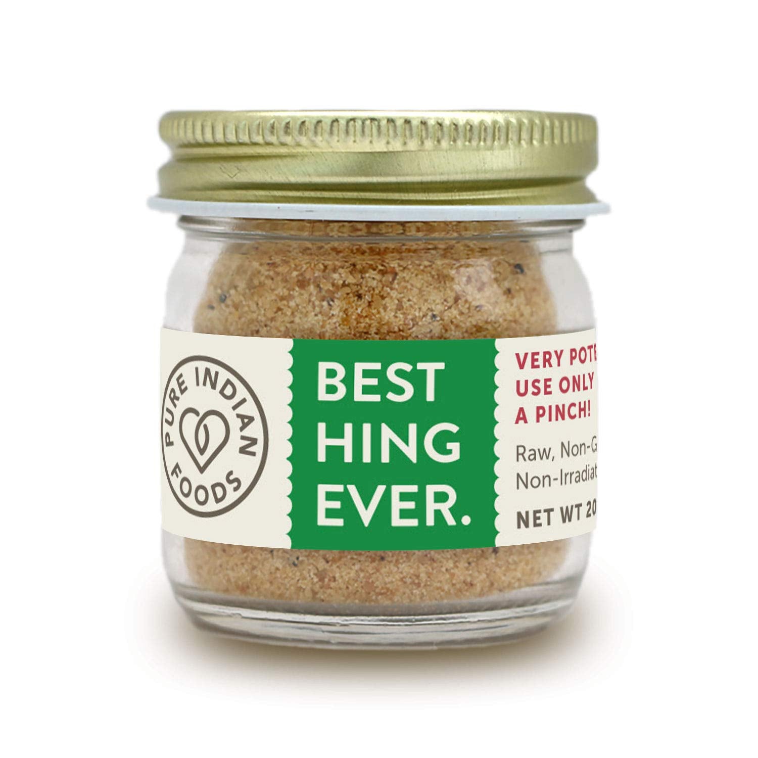 Pure Indian Foods Best Hing Ever (Asafoetida Powder) - Indian Spice For Garlic & Onion Substitute, 20G Glass Bottle (Not Tested For Gluten 1Pk, 0.71 Ounce)