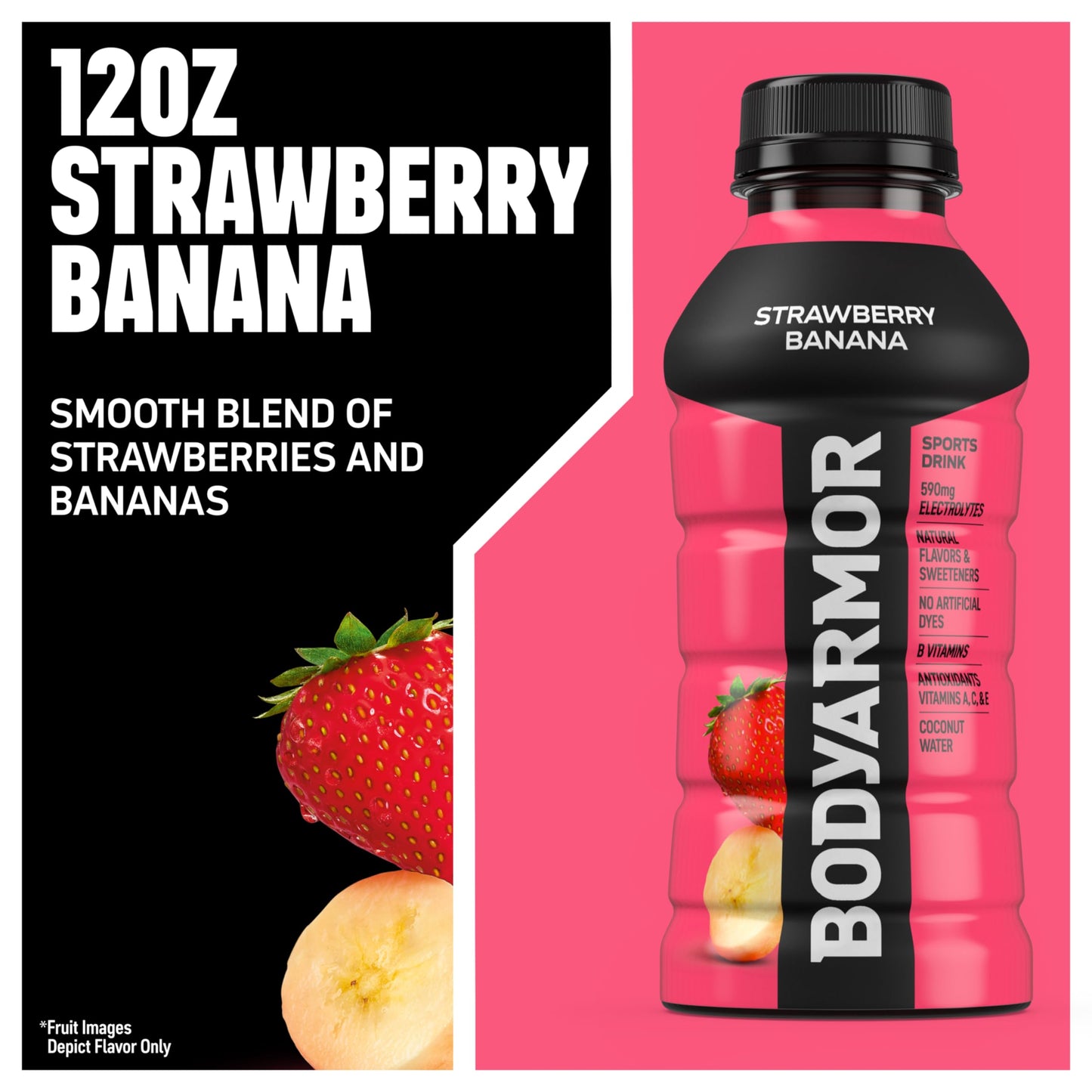 Bodyprotective Covering Sports Drink Sports Beverage, Strawberry Banana, Coconut Water Hydration, Natural Flavors With Vitamins, Potassium-Packed Electrolytes, Perfect For Athletes, 12 Fl Oz (Pack Of 8)
