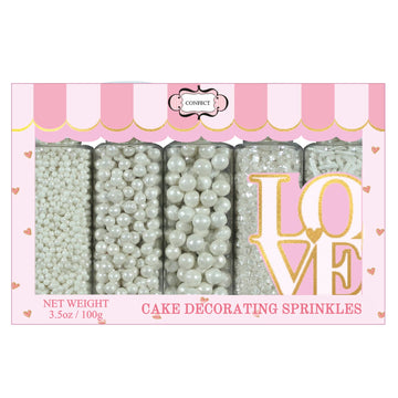 Confect White Pearl Sprinkles | Frozen Sprinkles | Earthday Sprinkles | Sprinkles for Cakes & Cupcakes Decoration | Assorted Pac