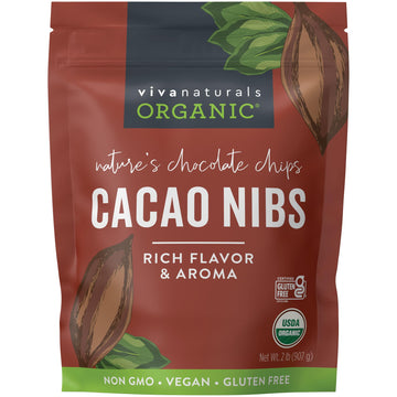 Viva Naturals Organic Cacao Nibs, 2 Lb - Certified Keto And Vegan Superfood, Perfect For Gluten Free Baking And Smoothie Topper,