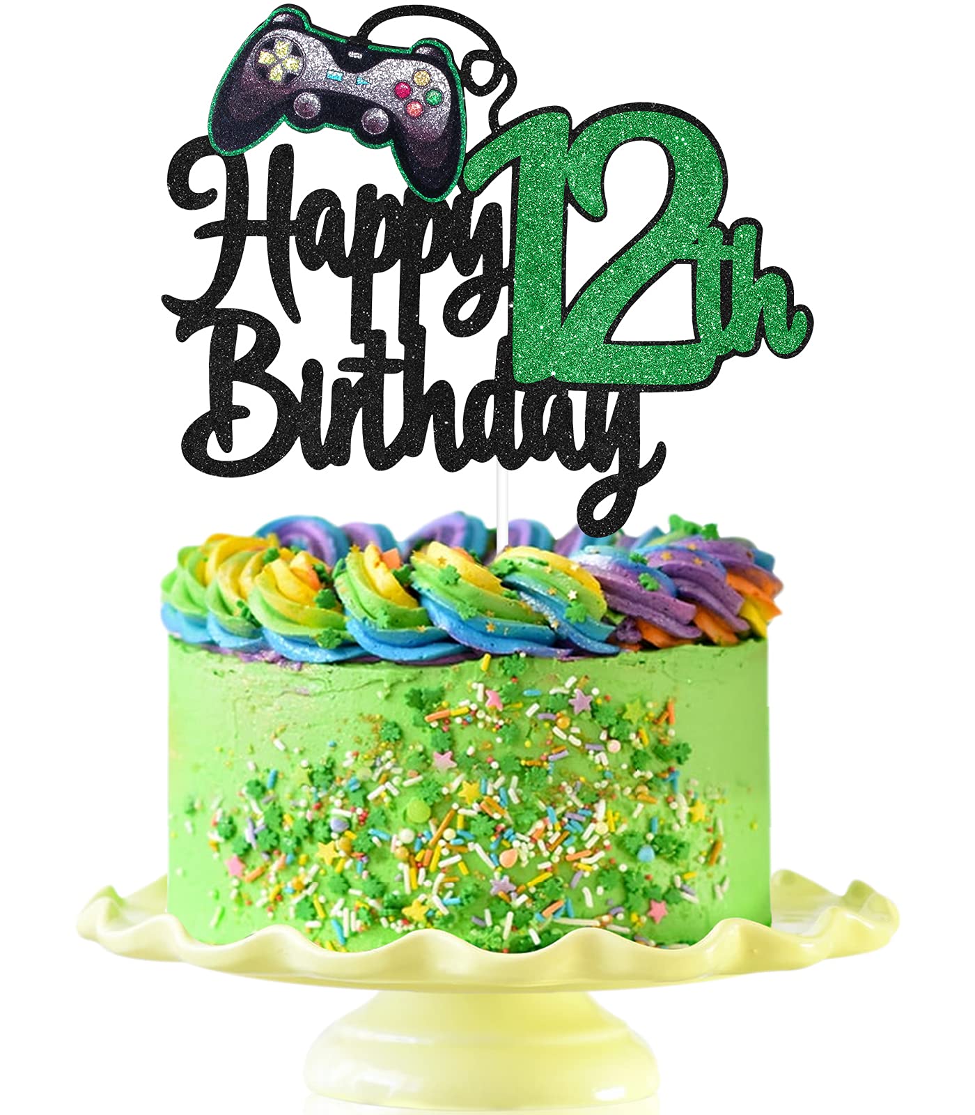 Video Game Happy 12Th Birthday Cake Topper - Video Game Boy'S 12Th Birthday Party Cake Supplies - Game On Level Up Winner Party