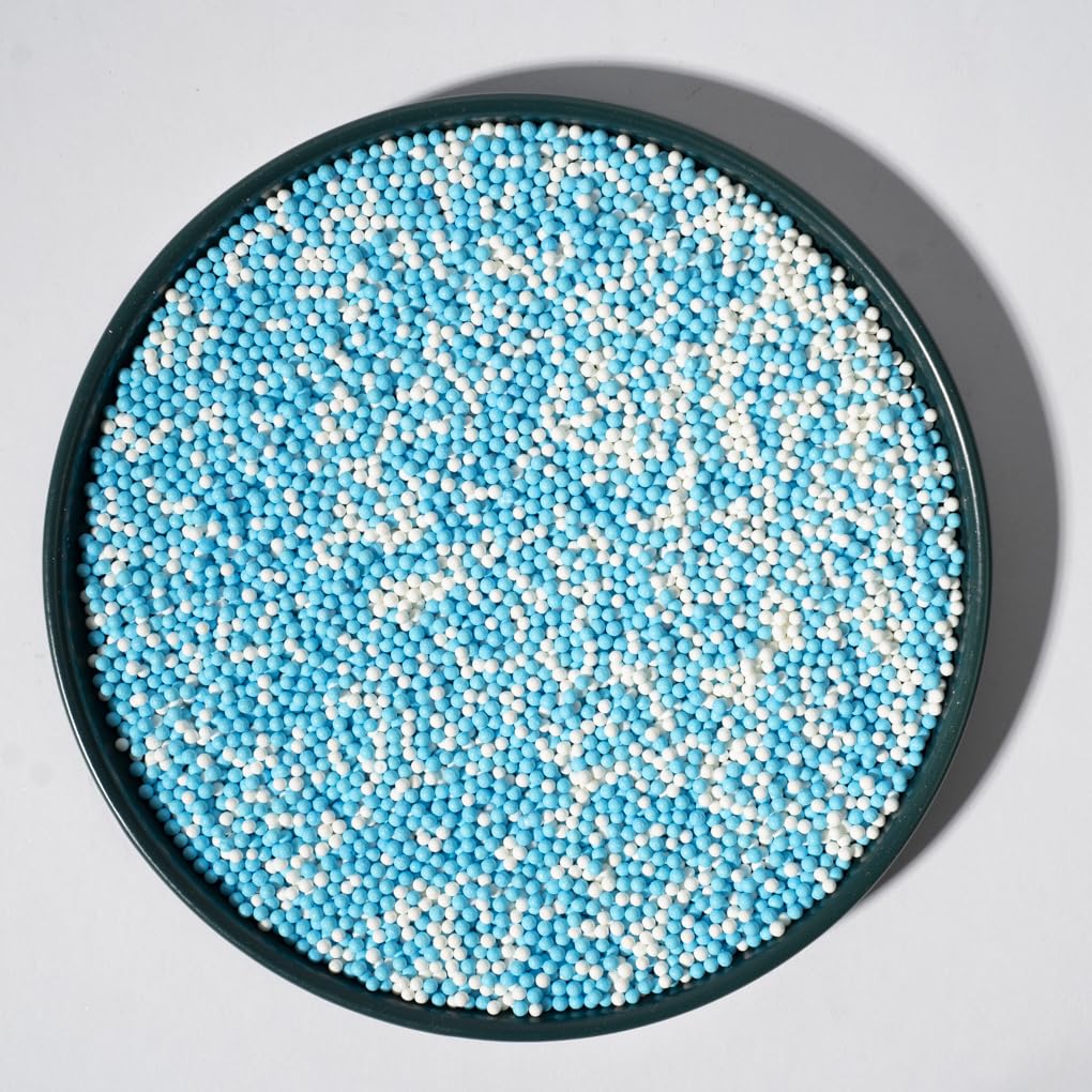 Christmas Sprinkles 130g/4.6oz,Blue White Edible Pearl Sprinkles for Cake Decorations, Baking, Ice Cream, Cookies, Cupcake Toppe