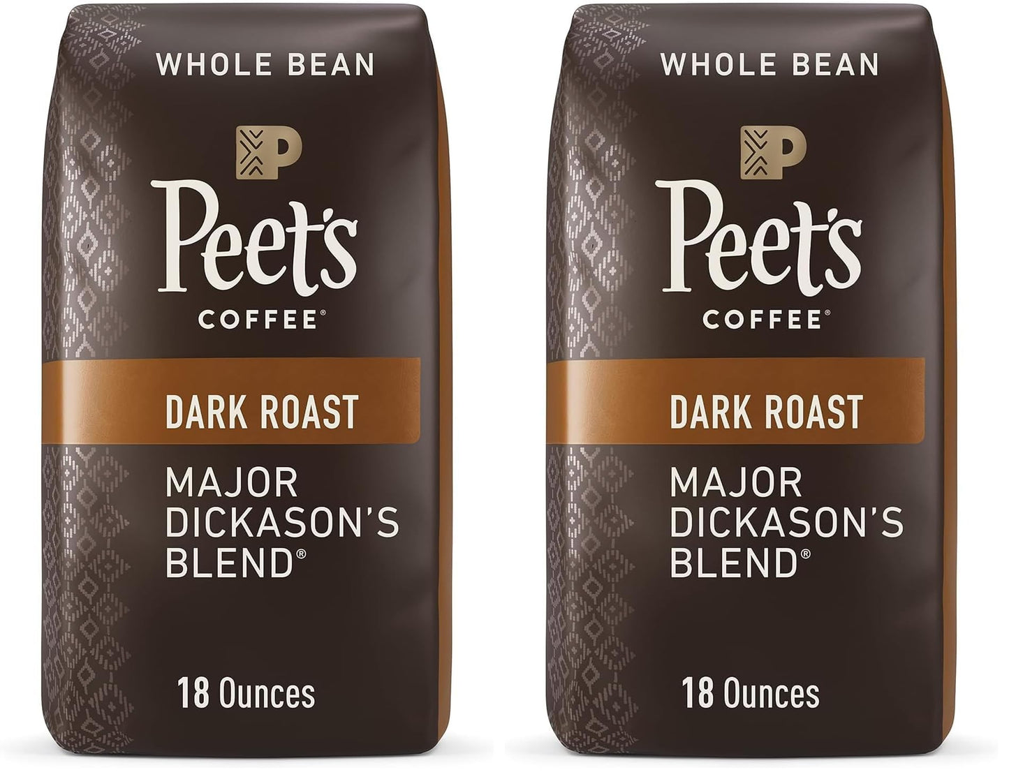 Peets Coffee, Dark Roast Whole Bean Coffee - Major Dickasons Blend 36 Ounces (2 Bags of 18 Ounces)