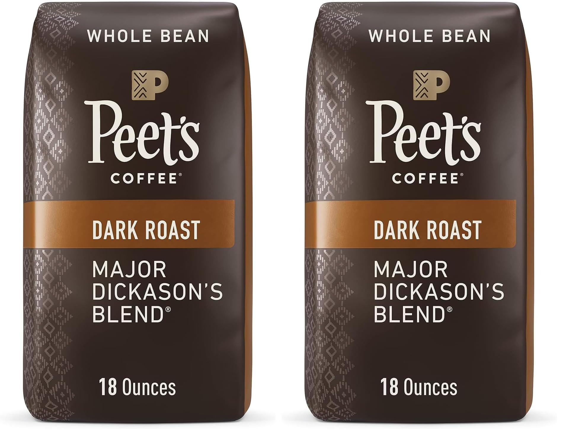 Peets Coffee, Dark Roast Whole Bean Coffee - Major Dickasons Blend 36 Ounces (2 Bags of 18 Ounces)