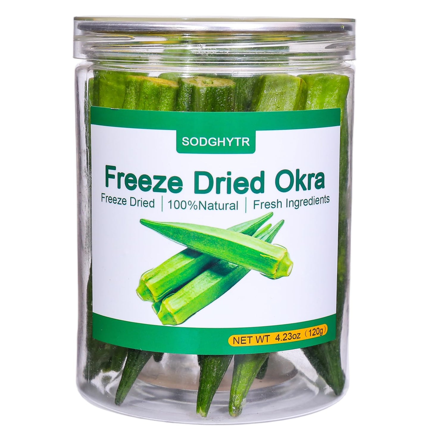 SODGHYTR Freeze Dried Okra - No Sugar Added, 4.23oz/120g,Dried Okra Chips,Delicious Healthy Snack,Crispy Veggie Chips,Idea for S