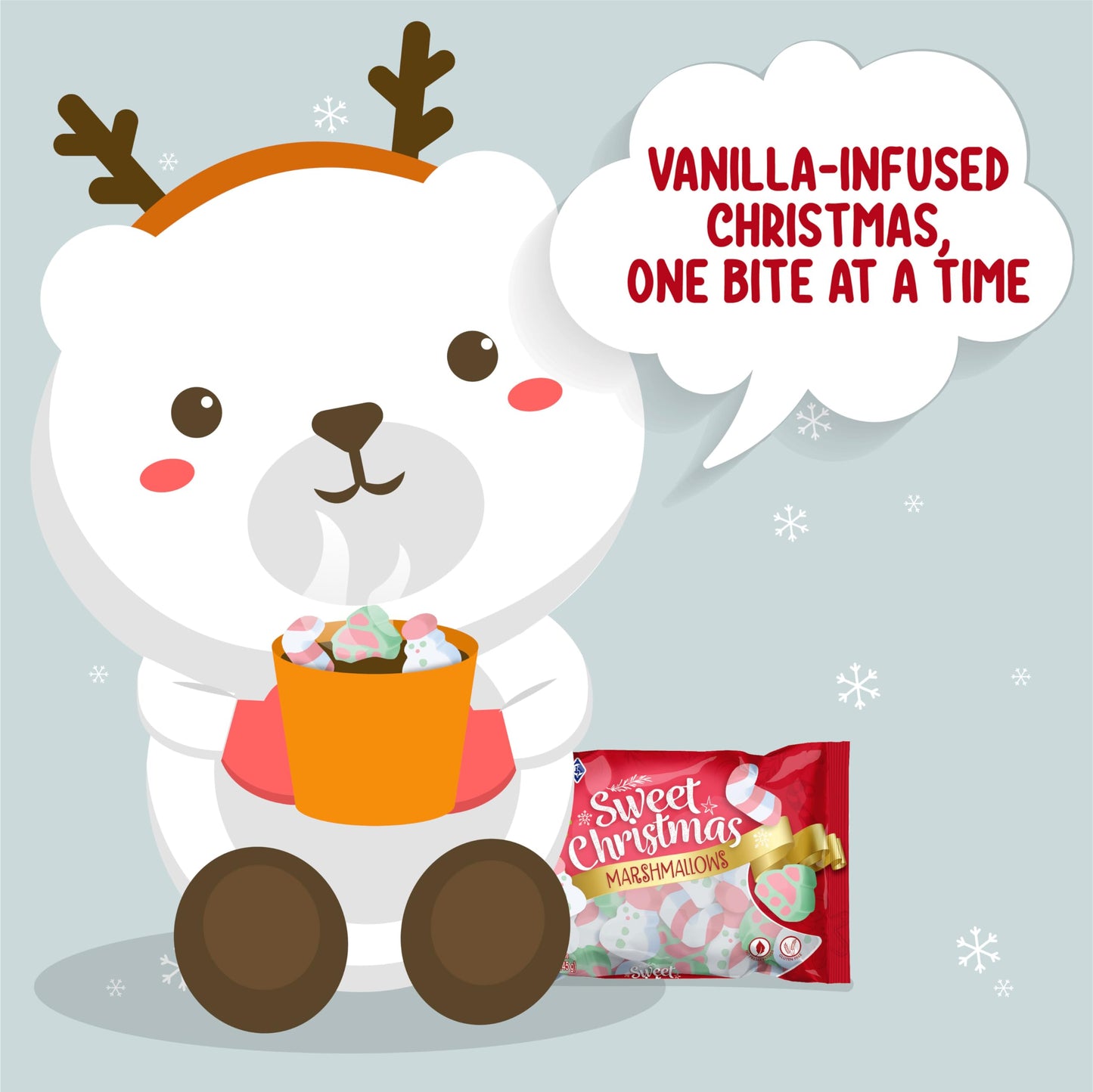 Colombina Sweet Christmas Marshmallows, Assorted Vanilla Bean, 5.1oz, Pack of 1