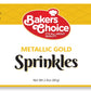Bakers Choice Metallic Gold Sprinkles - Jimmies for Ice Cream Toppings, Dairy Free, Kosher, 2.8 oz.